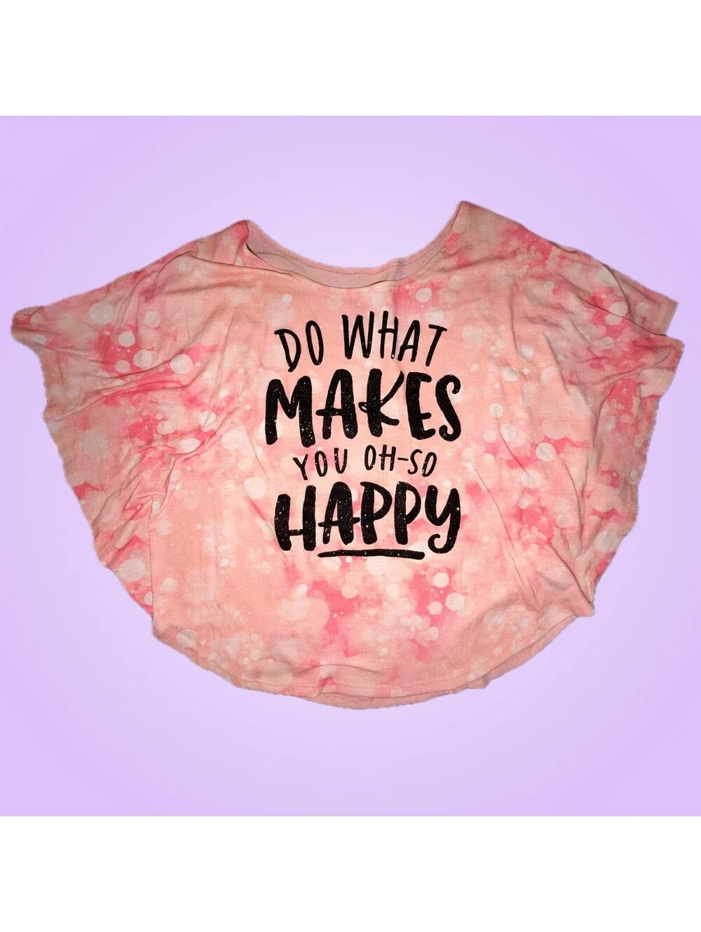 Justice Girls Size 10 Pink Tie-Dye Do What Makes You Happy Graphic Shirt